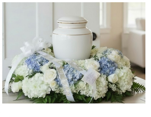 Blue and White Hydrangea Arrangement