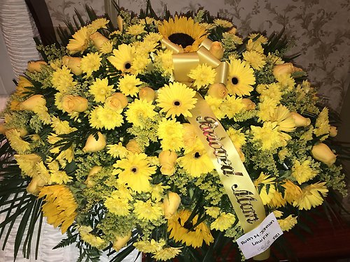 All Yellow Flowers Casket Spray