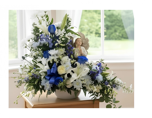 Blue and White Urn Flowers