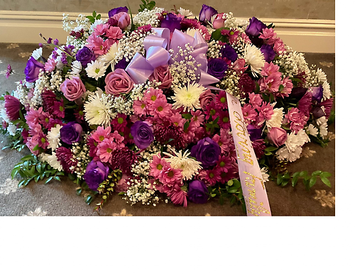 Purple, Lavender and White Casket Spray