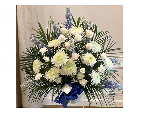 White Rose and Blue Snapdragons