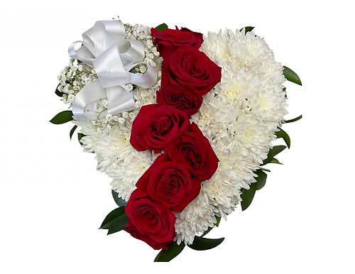 Red Rose Broken Heart Satin Heart
