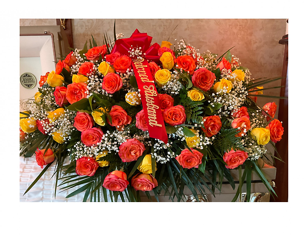 Yellow and Orange Roses Casket Spray