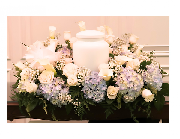 Blue Hydrangeas and White Roses